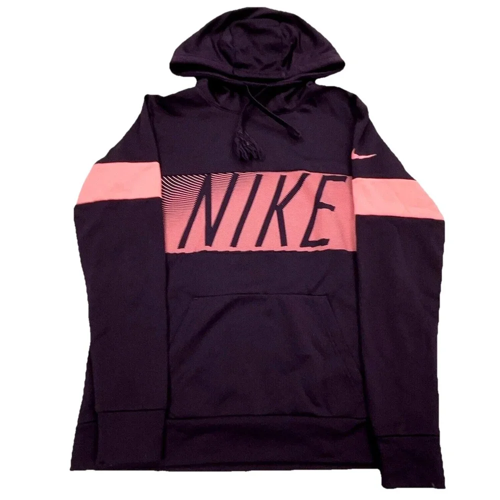 Nike Hoodie Women Medium Purple Pink Sweatshirt Sweater Dri Fit Mint Spell Out